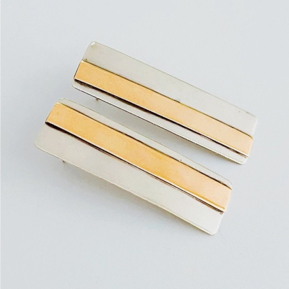 Vintage Sterling Silver & 14kt Gold Earrings - Picture 12 of 13